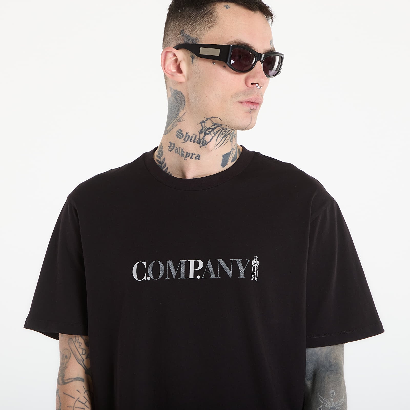 Tričká C.P. Company 30/1 Jersey Short Sleeve Logo T-Shir Black