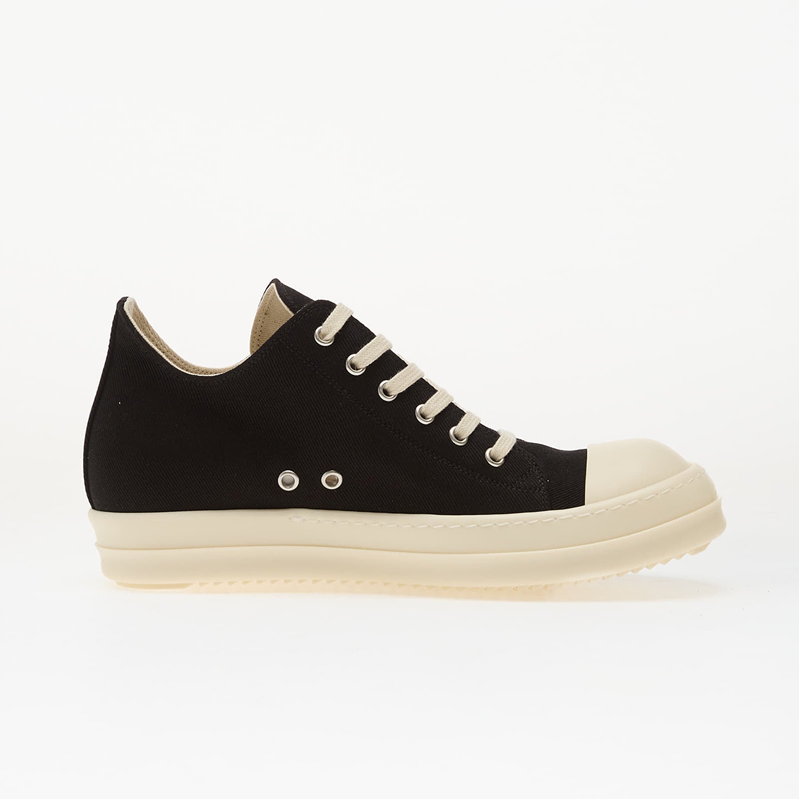 Sapatos de homem Rick Owens DRKSHDW Denim Shoes - Low Sneaks Black/ Milk/ Milk