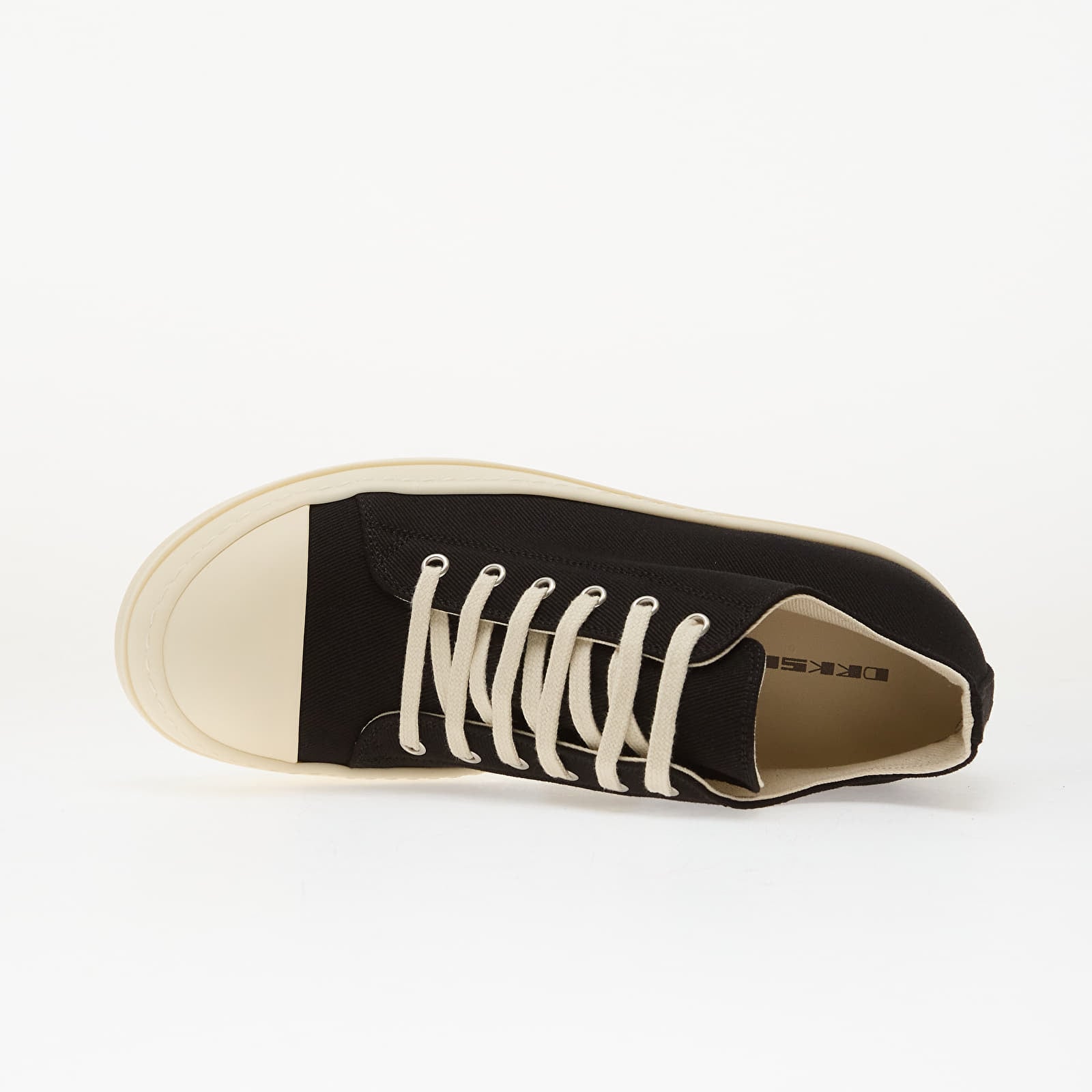 Sapatos de homem Rick Owens DRKSHDW Denim Shoes - Low Sneaks Black/ Milk/ Milk
