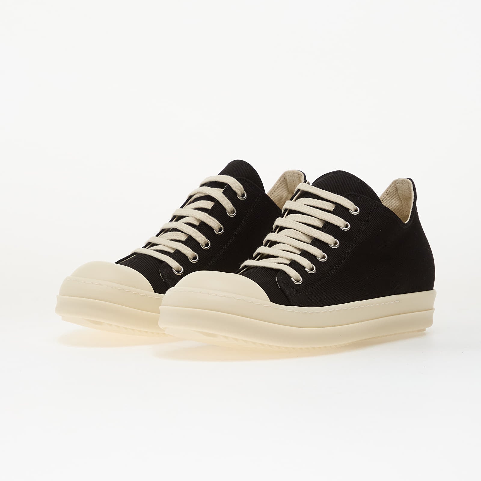 Sapatos de homem Rick Owens DRKSHDW Denim Shoes - Low Sneaks Black/ Milk/ Milk