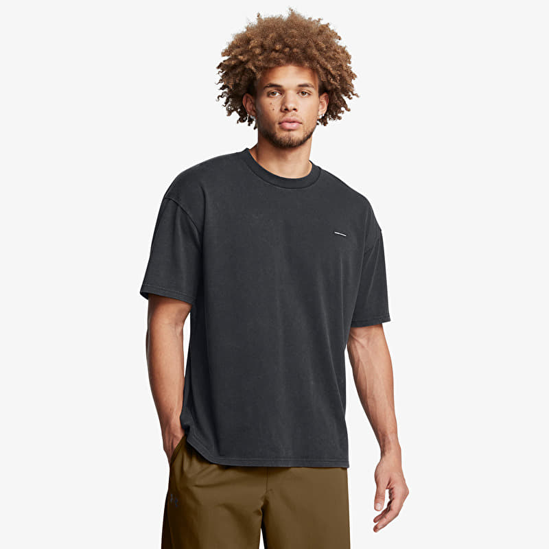 T-shirt Under Armour M Hw Os Logo Wash SS T-Shirt Black