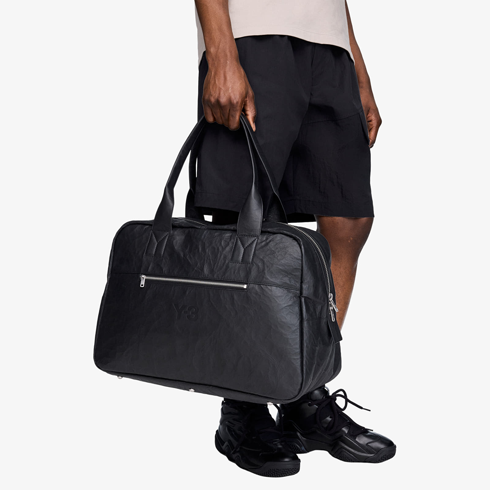 Duffelväska Y-3 Leather Weekender Black
