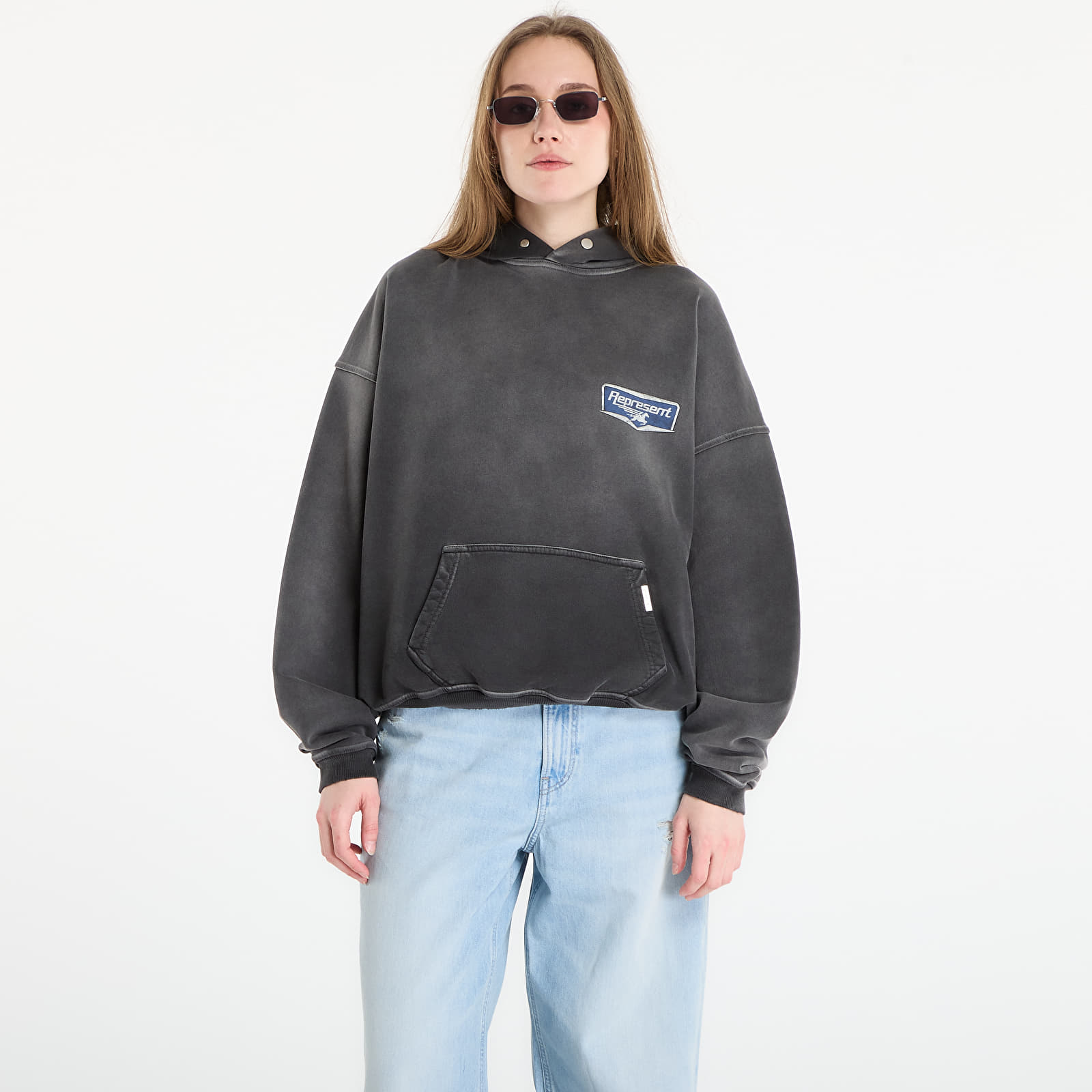 Dukserice REPRESENT Nothing Faster Hoodie UNISEX Stained Black