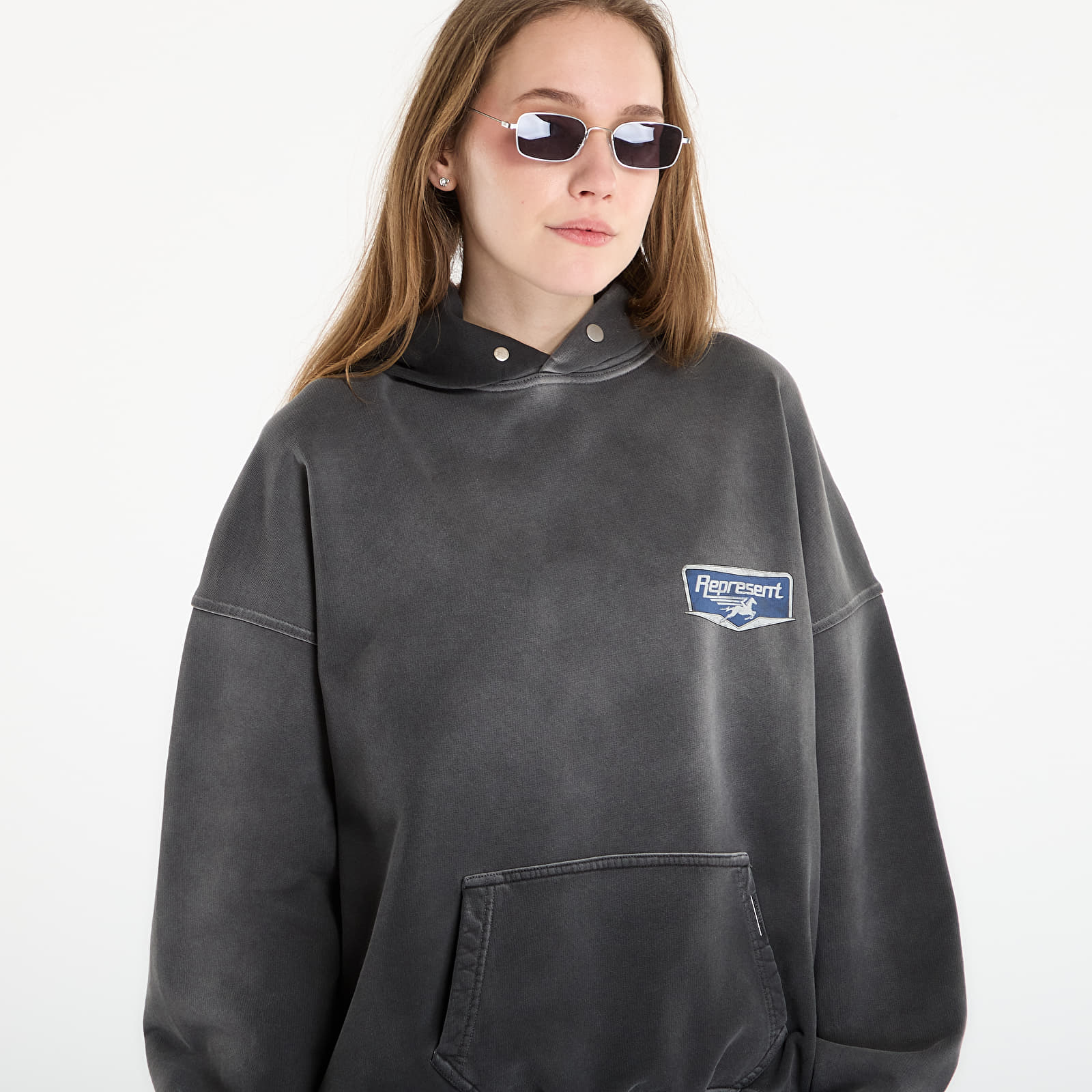 Dukserice REPRESENT Nothing Faster Hoodie UNISEX Stained Black