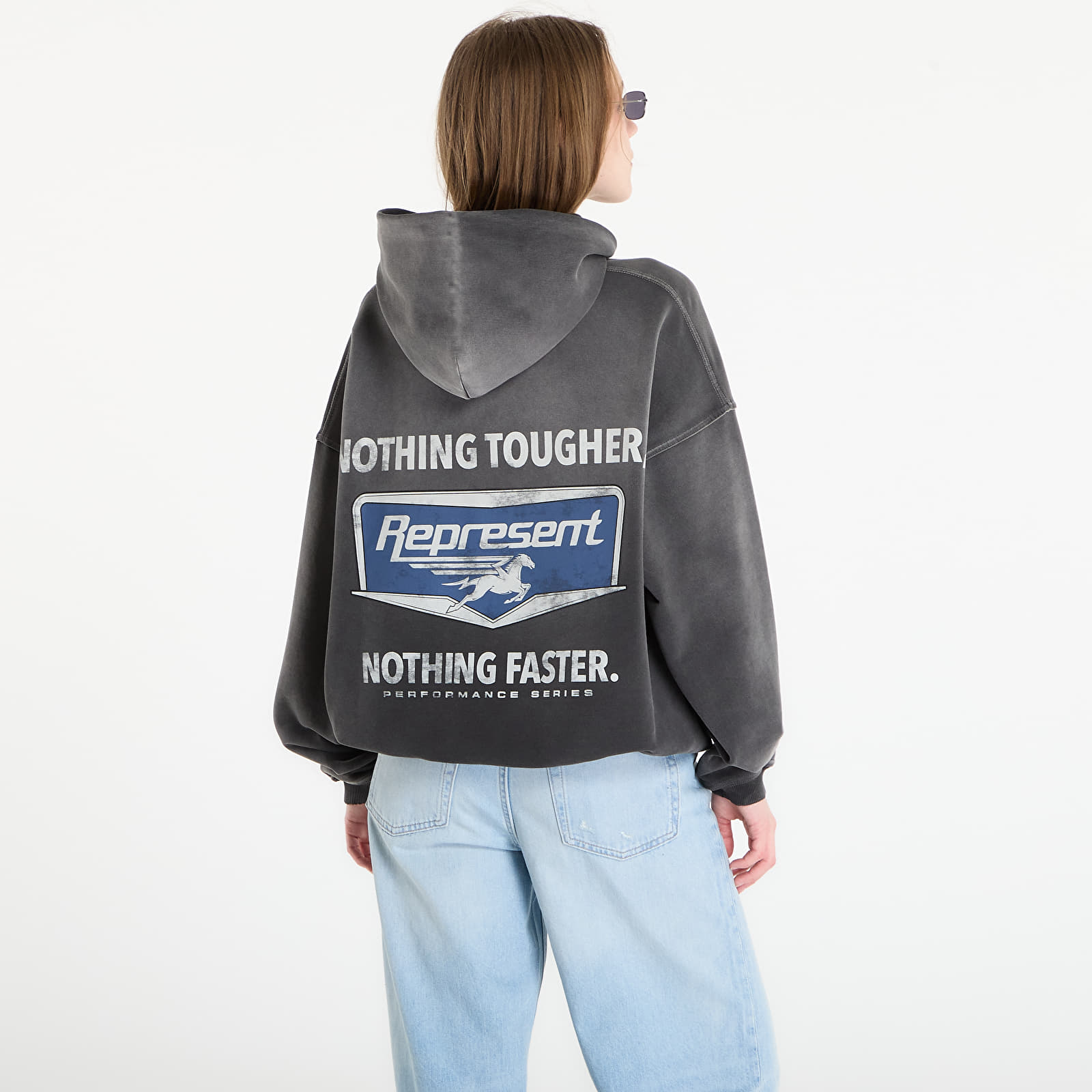 Dukserice REPRESENT Nothing Faster Hoodie UNISEX Stained Black