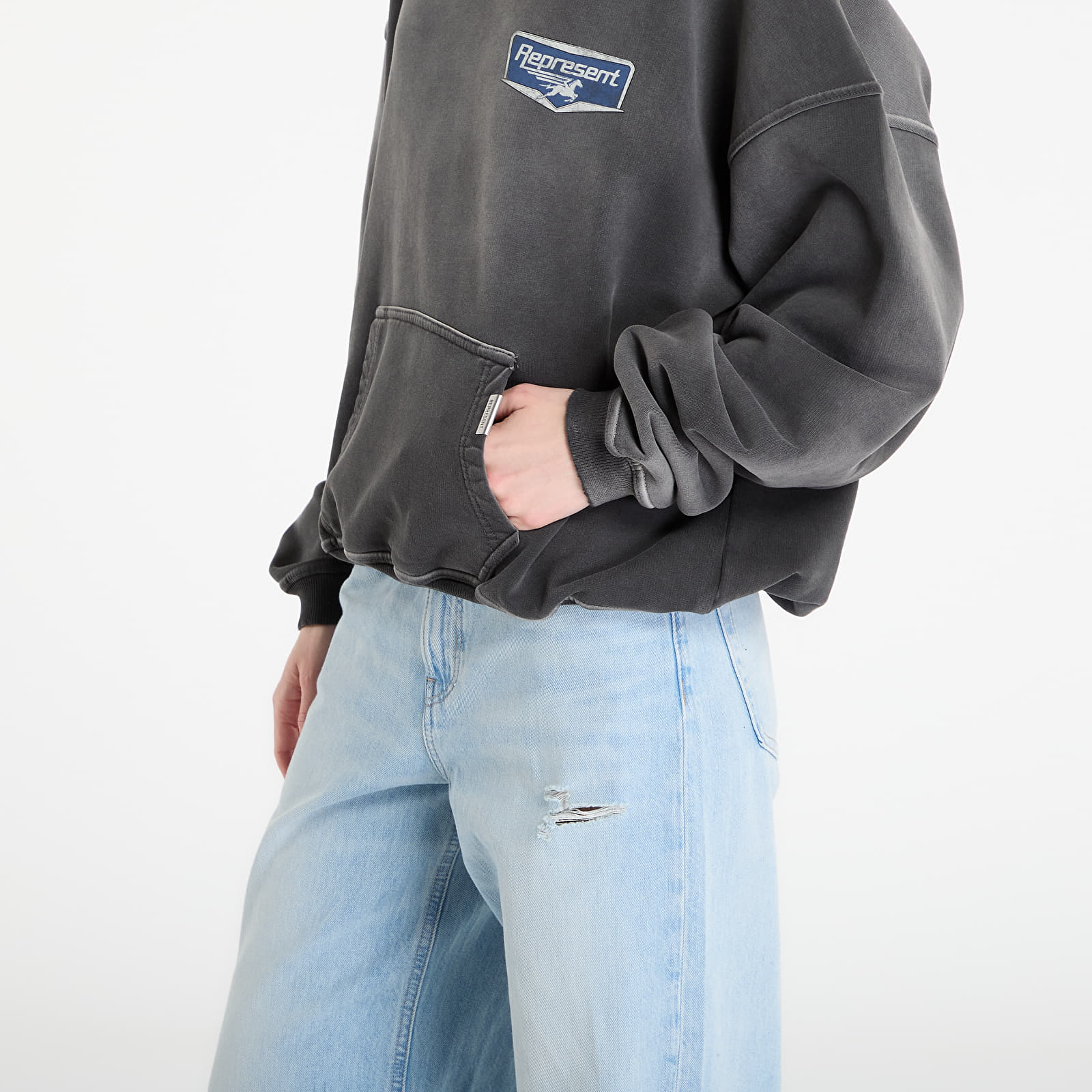 Dukserice REPRESENT Nothing Faster Hoodie UNISEX Stained Black