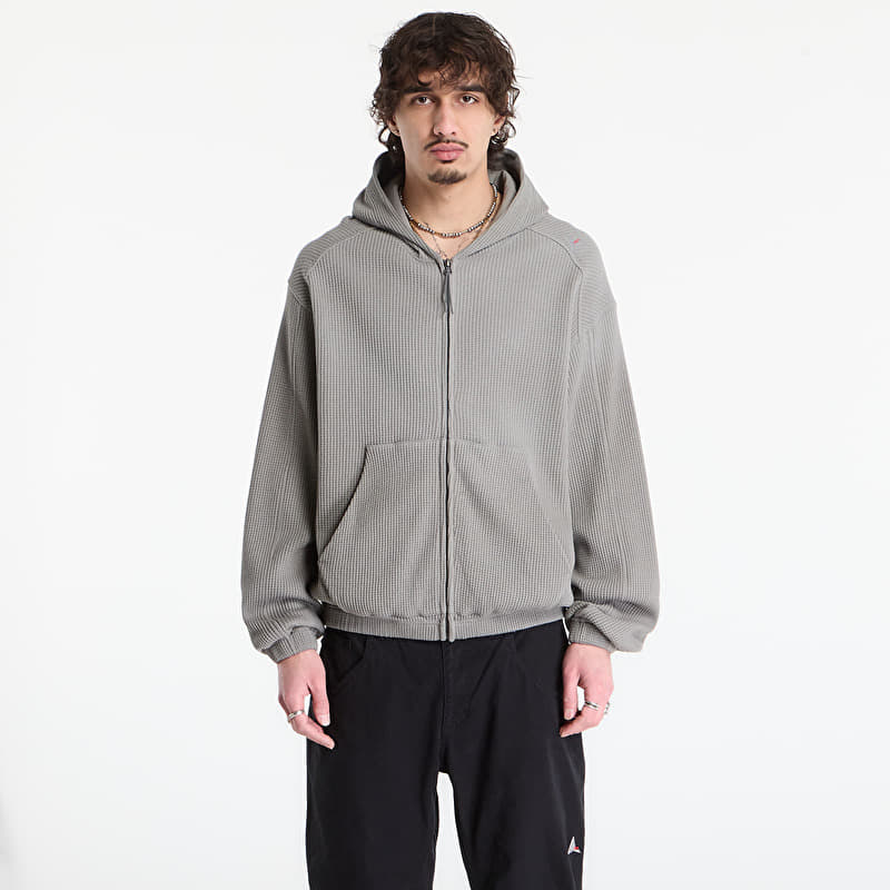 Sweatshirt ROA Bee Sun Faded Organic Waffle Zip Up Hoodie Grey
