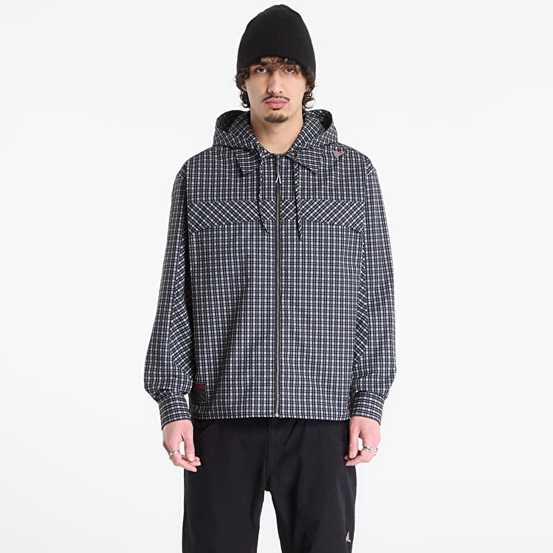 Sweatshirt ROA Aair Floweave Printed Check Long Sleeve Hooded Shirt Anthracite