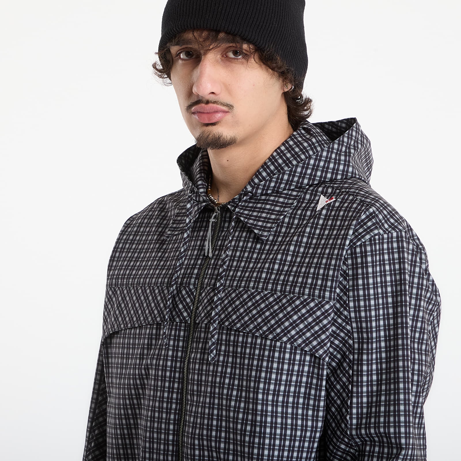 Hoodies für Männer ROA Aair Floweave Printed Check Long Sleeve Hooded Shirt Anthracite