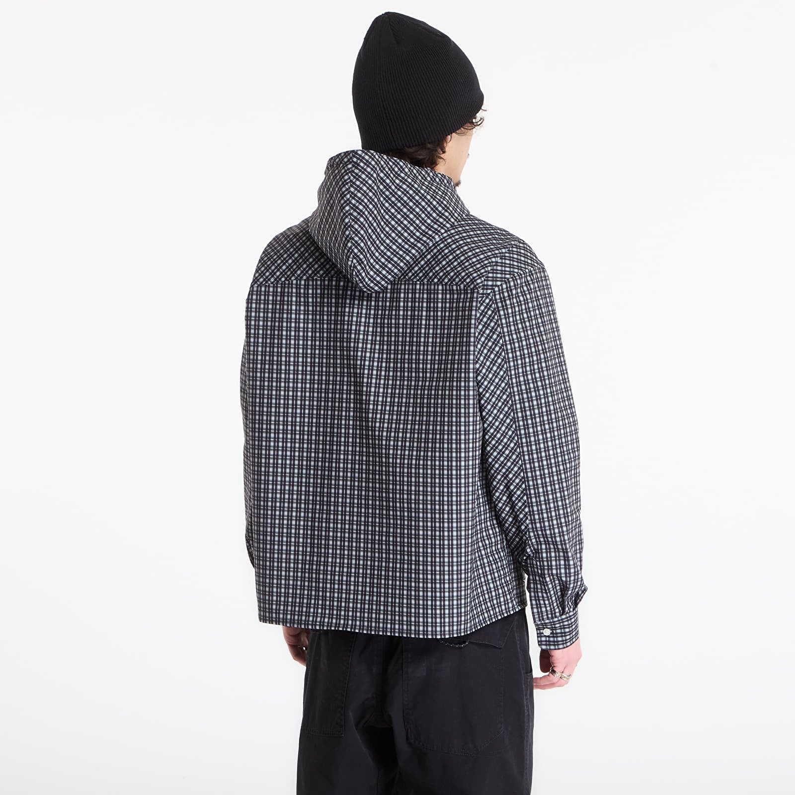 Hoodies für Männer ROA Aair Floweave Printed Check Long Sleeve Hooded Shirt Anthracite