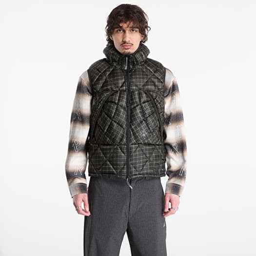 ROA Nuna 600 Fill Power Printed Check Hooded Down Vest Anthracite