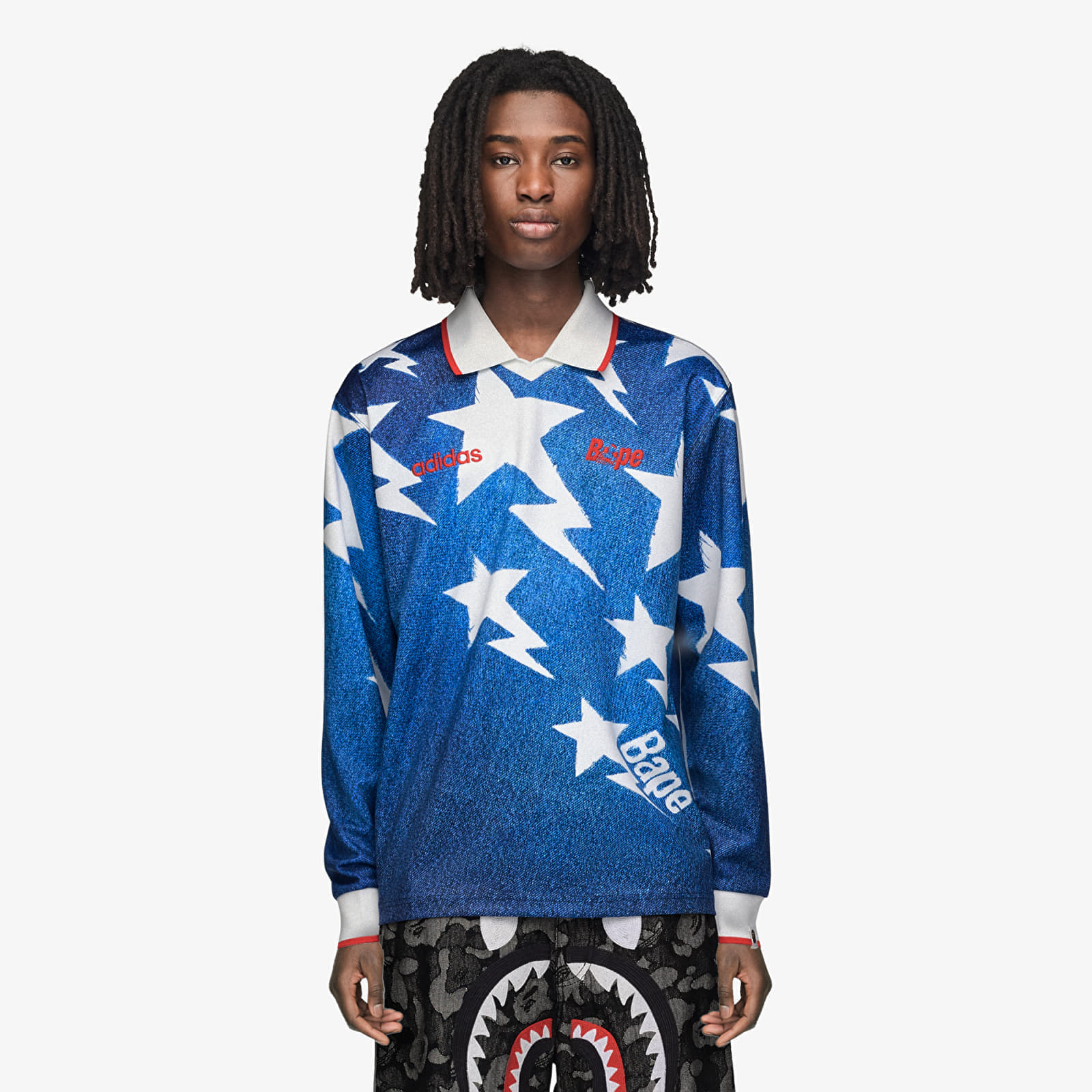Тениска adidas x BAPE Lsl Sta Jersey Meblde XS