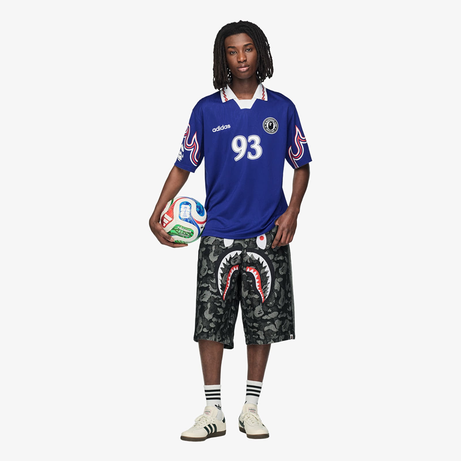Men's jerseys adidas x BAPE Ssl Flame Jerse Japblu