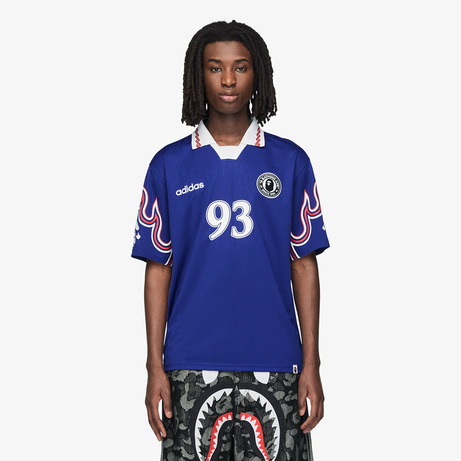 Men's jerseys adidas x BAPE Ssl Flame Jerse Japblu