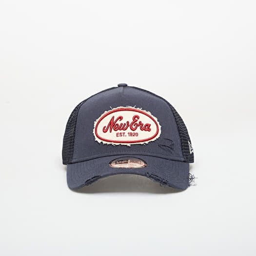 New Era 9FORTY Af Trucker Oval Canvas Distress Navy