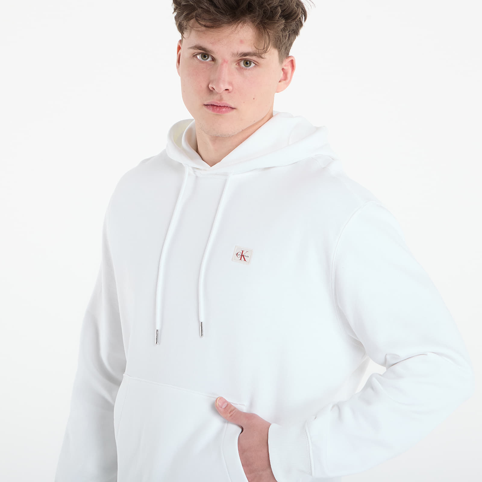 Men's hoodies Calvin Klein Jeans Ls Eu 350Terry Badge Hoodie Bright White