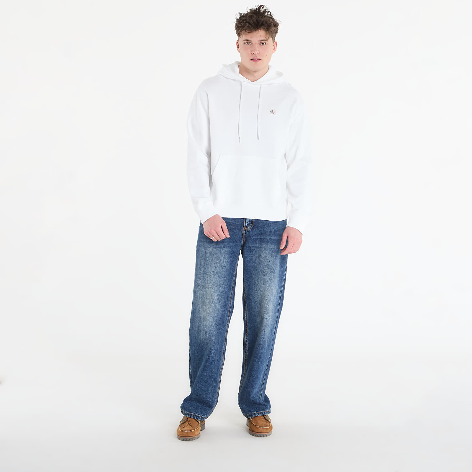 Men's hoodies Calvin Klein Jeans Ls Eu 350Terry Badge Hoodie Bright White