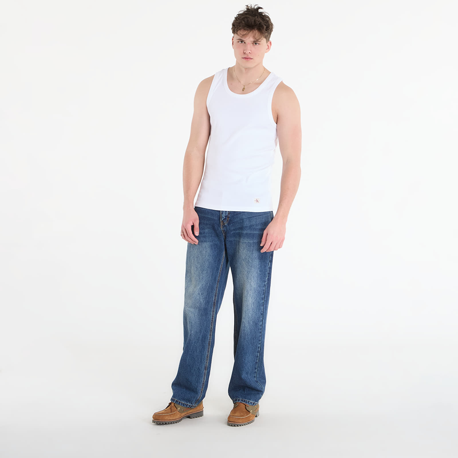 Canotta uomo Calvin Klein Jeans 2X2 Rib Badge Tank Top Bright White