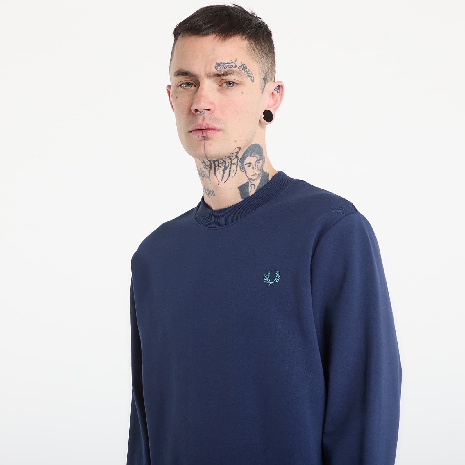 Hættetrøjer og sweatshirts FRED PERRY Crew Neck Sweatshirt Tnsbl/ Snwht/ Dpmt