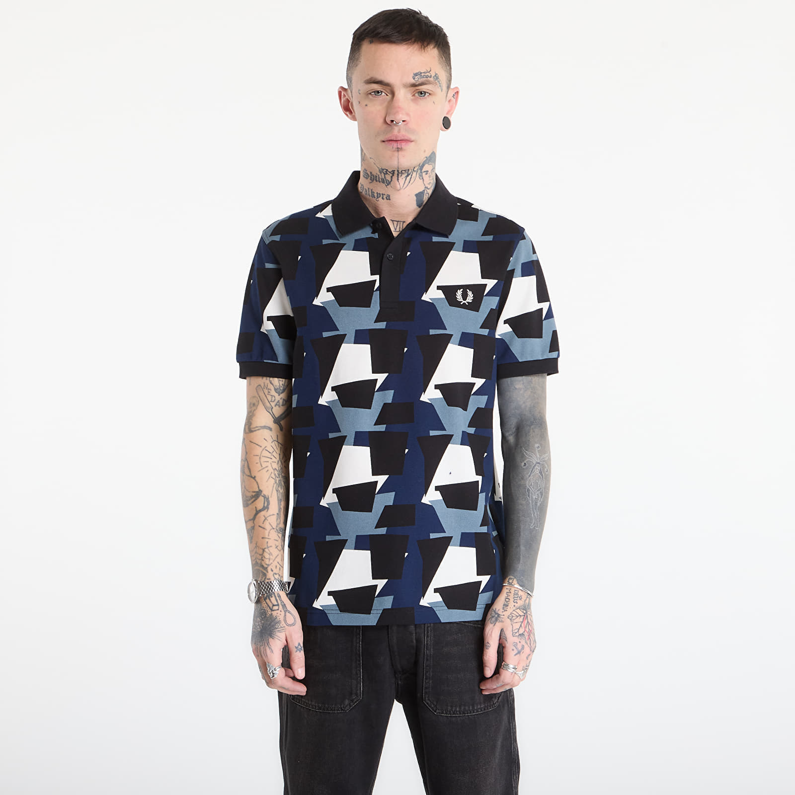 Тениска FRED PERRY Fragment Print Polo Shirt Ecru XL