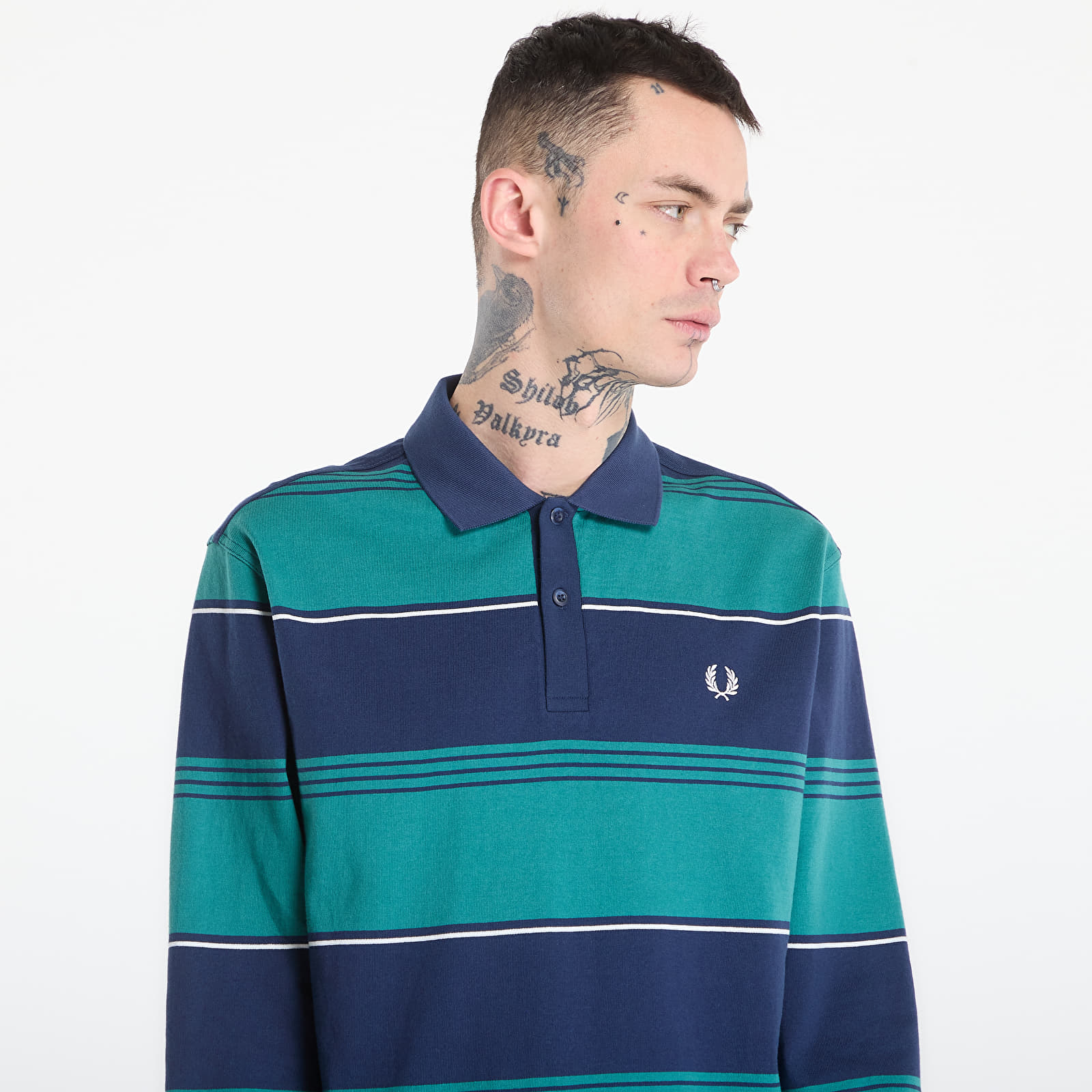 T-shirts FRED PERRY Heavyweight Striped Polo Shirt Tennis Blue