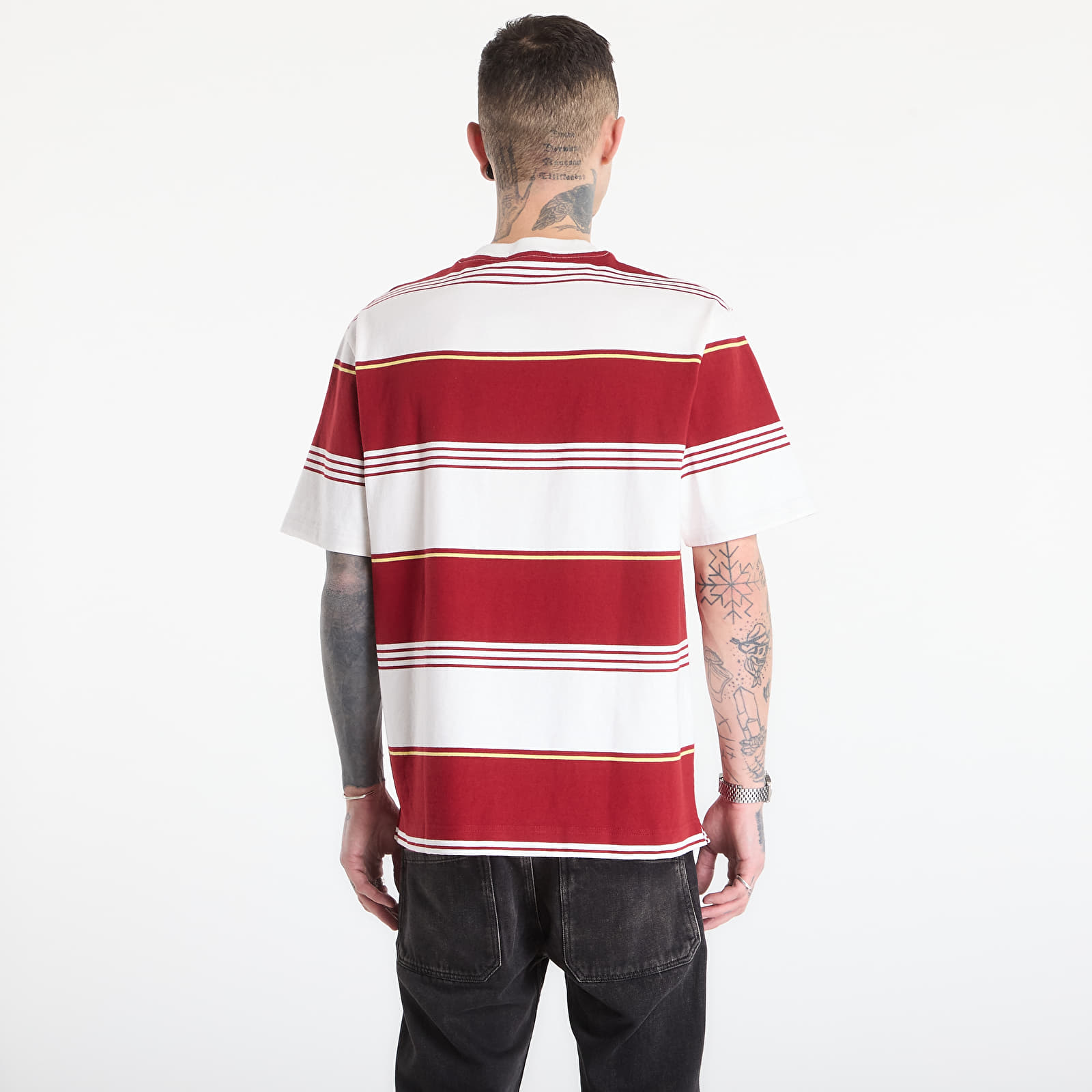 T-krekli FRED PERRY Heavyweight Striped T-Shirt Snow White