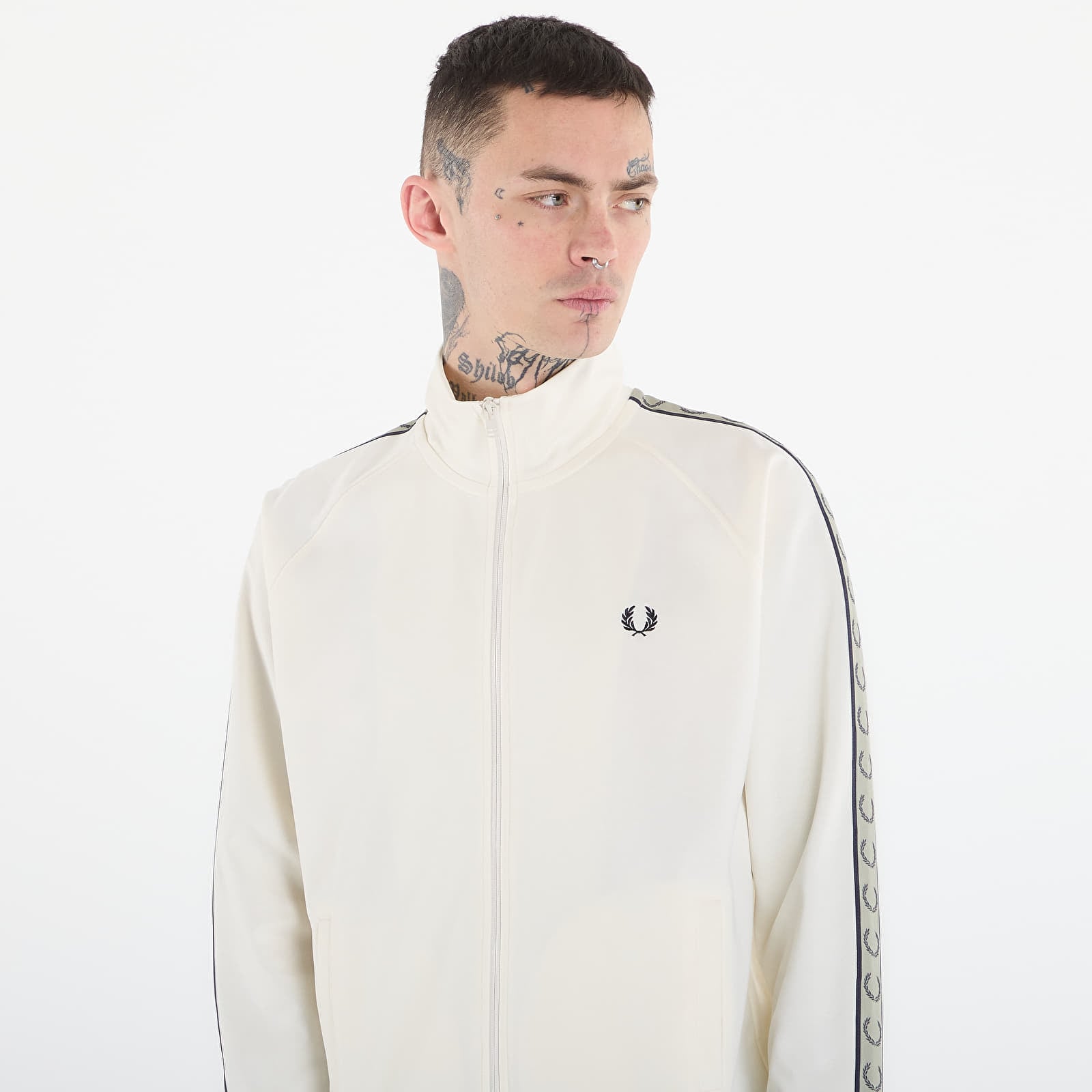 Hættetrøjer og sweatshirts FRED PERRY Contrast Tape Track Jacket Ecr/ Nvy/ Seagrss