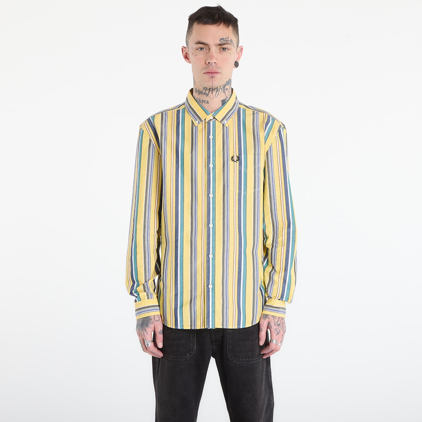 Koszule FRED PERRY Relaxed Stripe Shirt Lemon Barley