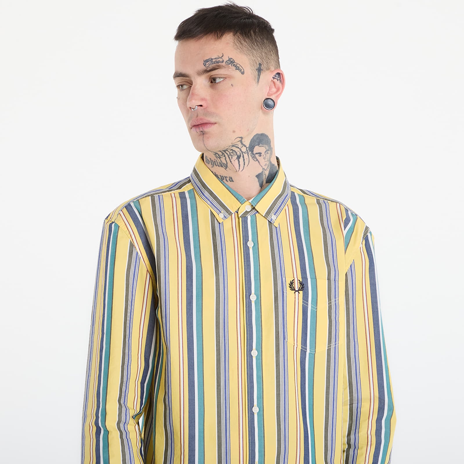 Koszule FRED PERRY Relaxed Stripe Shirt Lemon Barley
