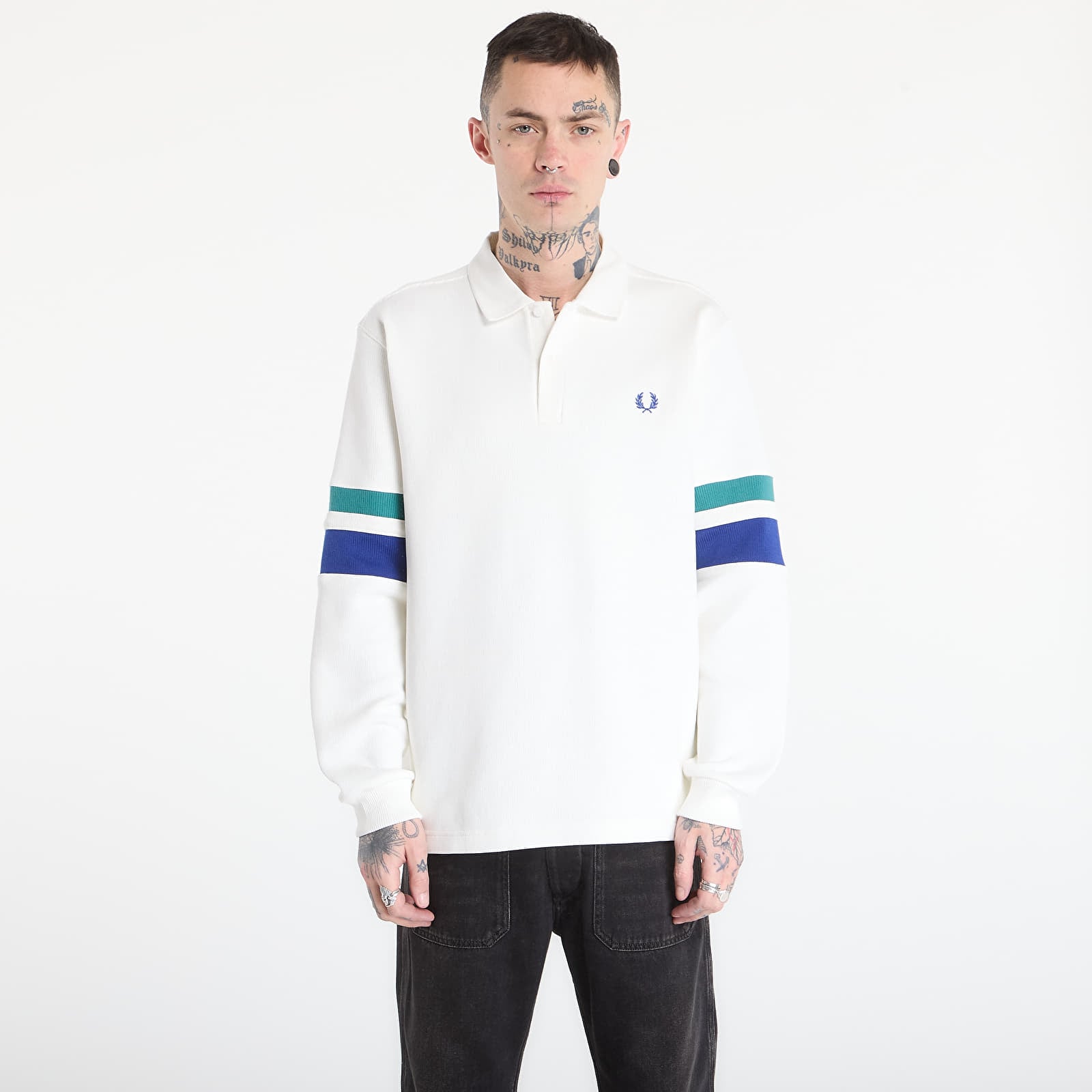 Hættetrøjer og sweatshirts FRED PERRY Tipped Sleeve Collared Sweat Snow White
