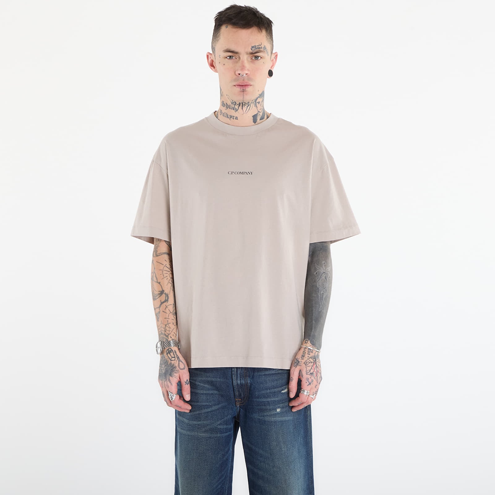 Pánske tričká C.P. Company 30/1 Jersey Short Sleeve Logo T-Shir Multi/ Peacoat