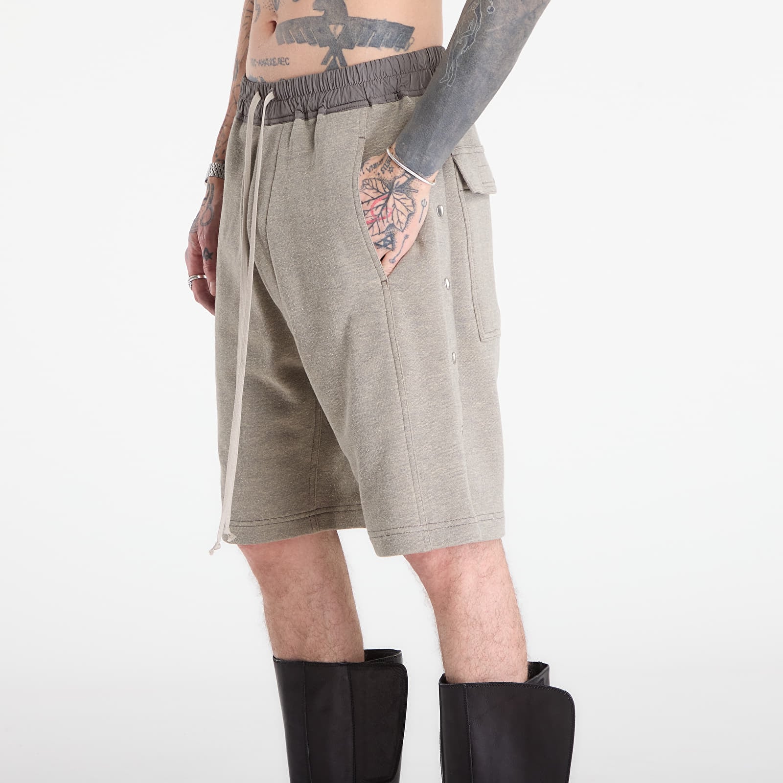 Shorts til mænd Rick Owens DRKSHDW Wide Pusher Shorts Grey Melange