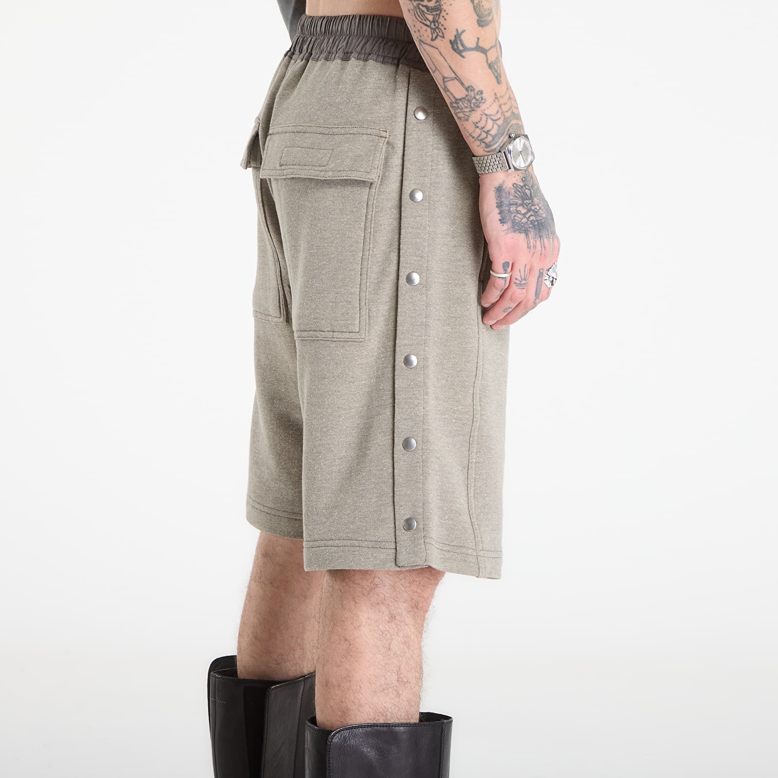 Shorts til mænd Rick Owens DRKSHDW Wide Pusher Shorts Grey Melange