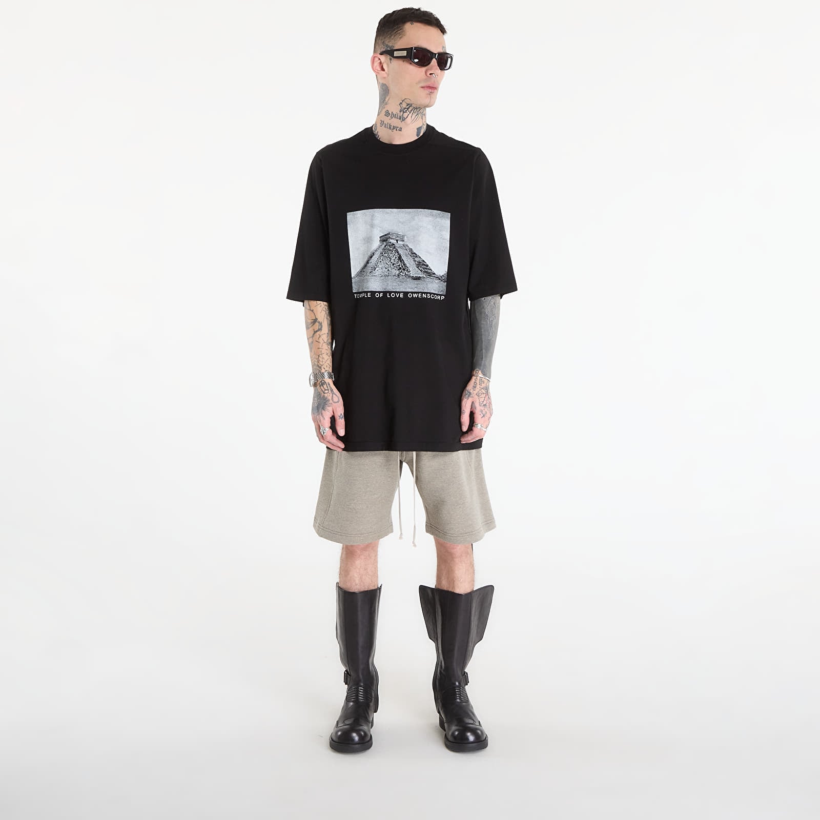 Shorts til mænd Rick Owens DRKSHDW Wide Pusher Shorts Grey Melange