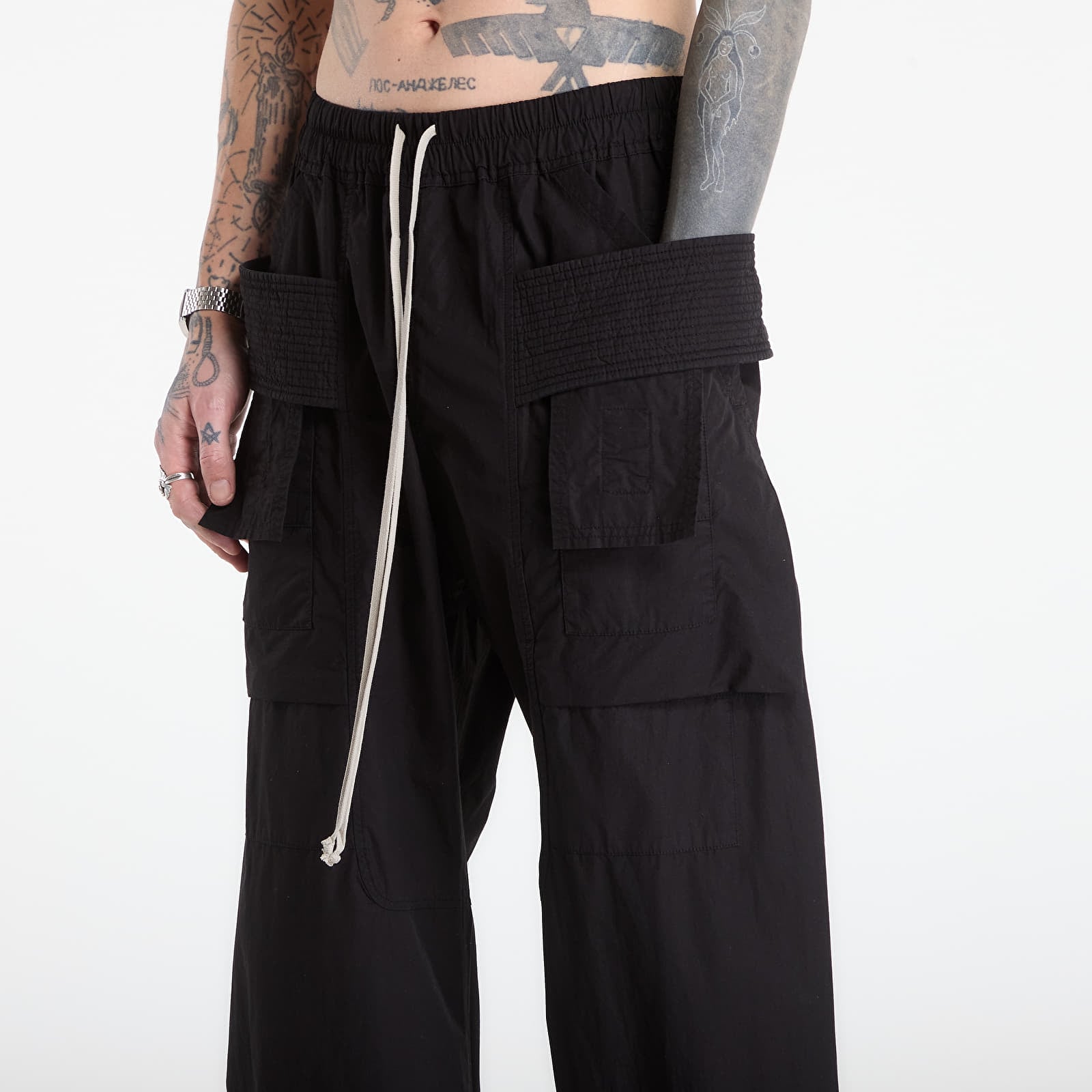 Broeken voor heren Rick Owens DRKSHDW Creatch Wide Cargo Drawstring Pants Black