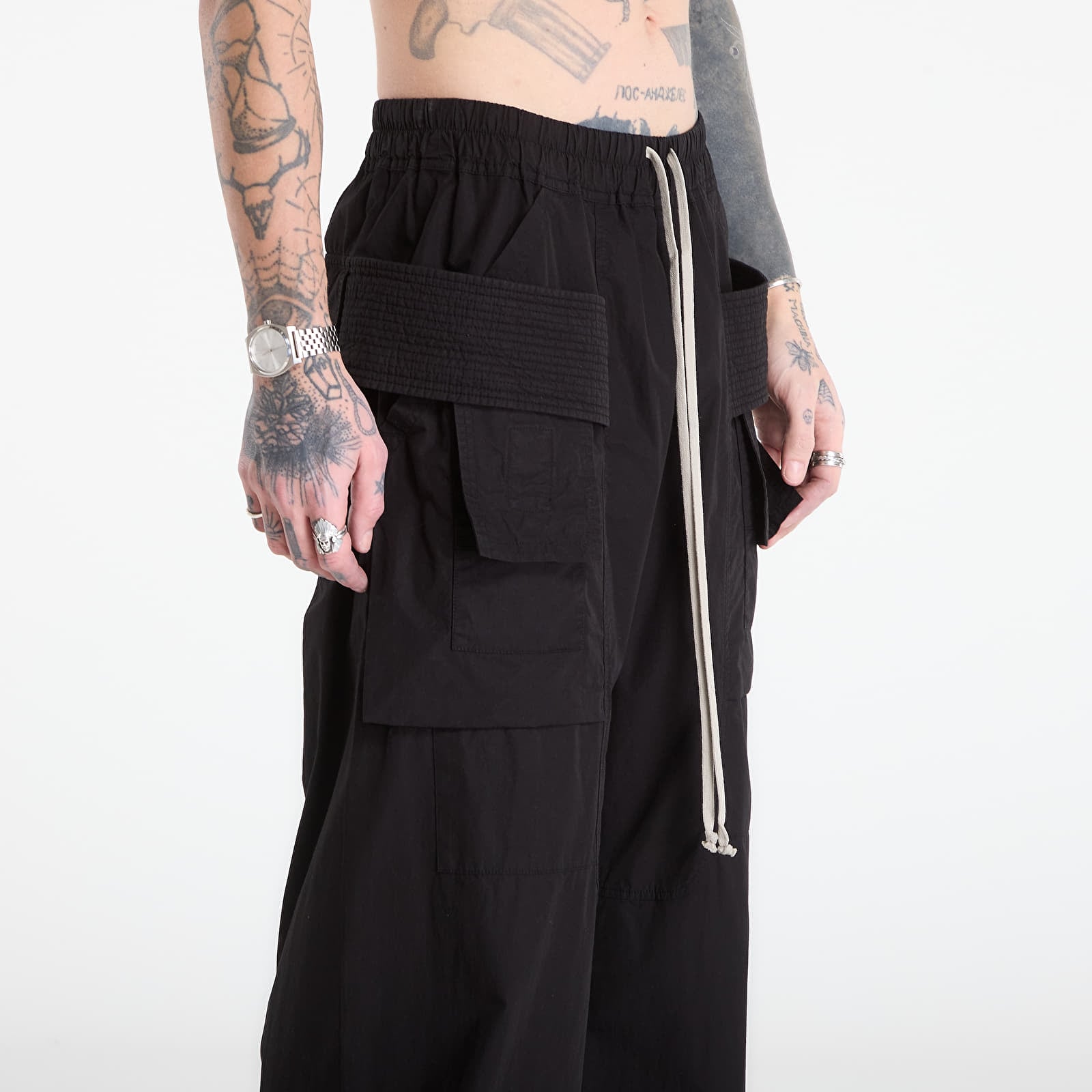Broeken voor heren Rick Owens DRKSHDW Creatch Wide Cargo Drawstring Pants Black