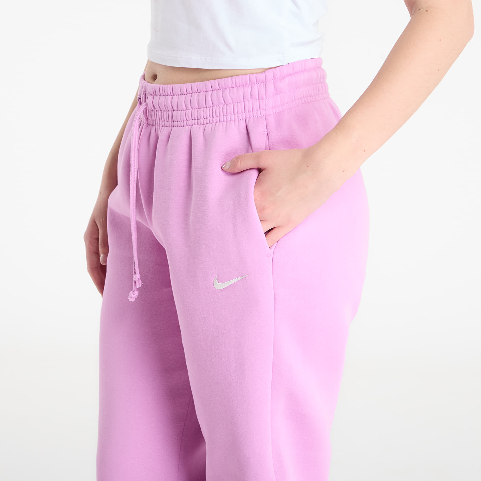 Jogginghosen für Frauen Nike Sportswear Phoenix Fleece Women's High-Waisted Oversized Sweatpants Lt Magenta/ Sail