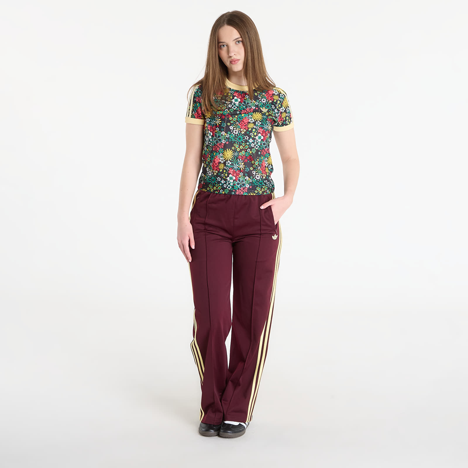 Träningsbyxor för kvinnor adidas Firebird Loose Track Tracksuit Bottoms Maroon