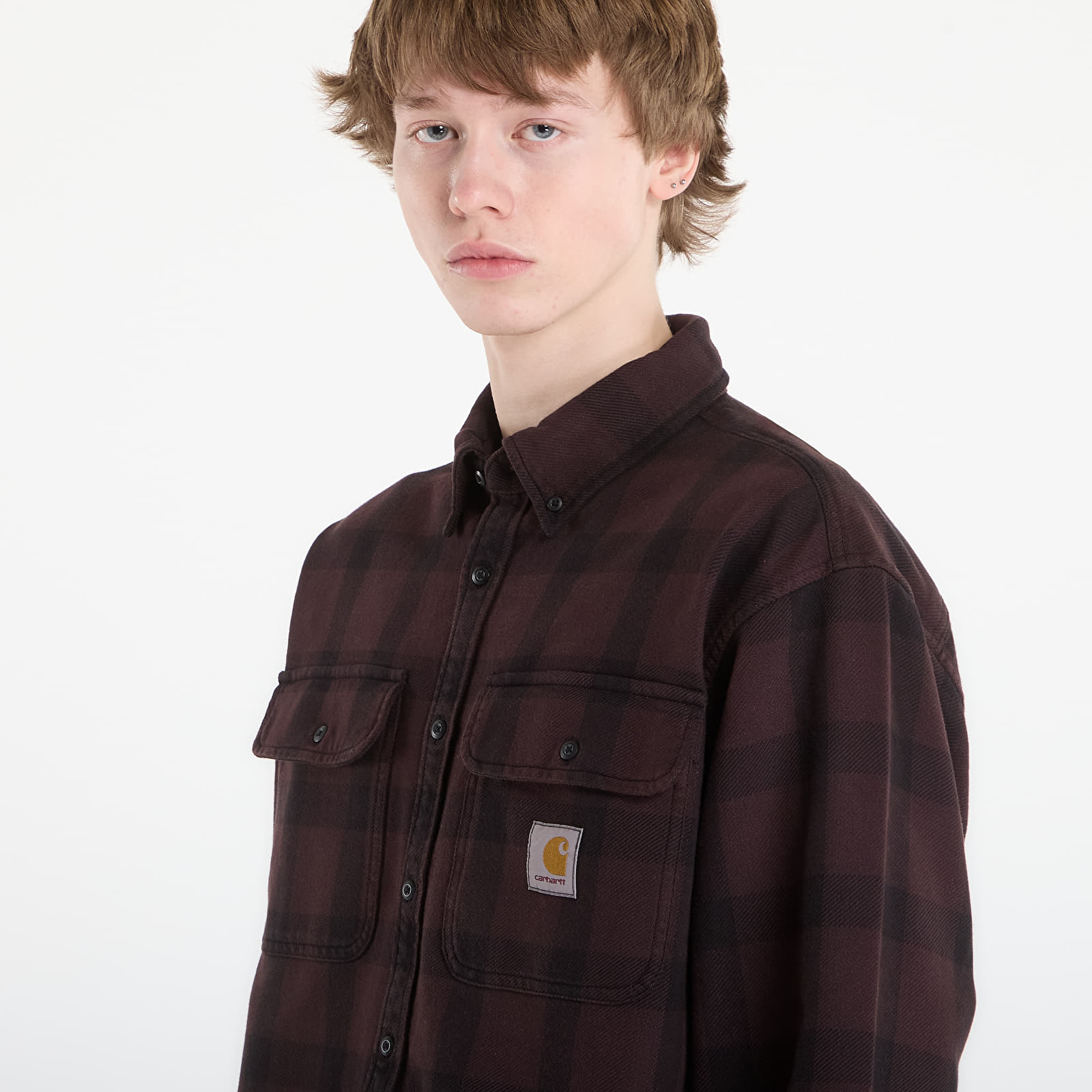 Skjorter Carhartt WIP L/S Edmands Shirt UNISEX Edmands Check/ Natural/ Palisander