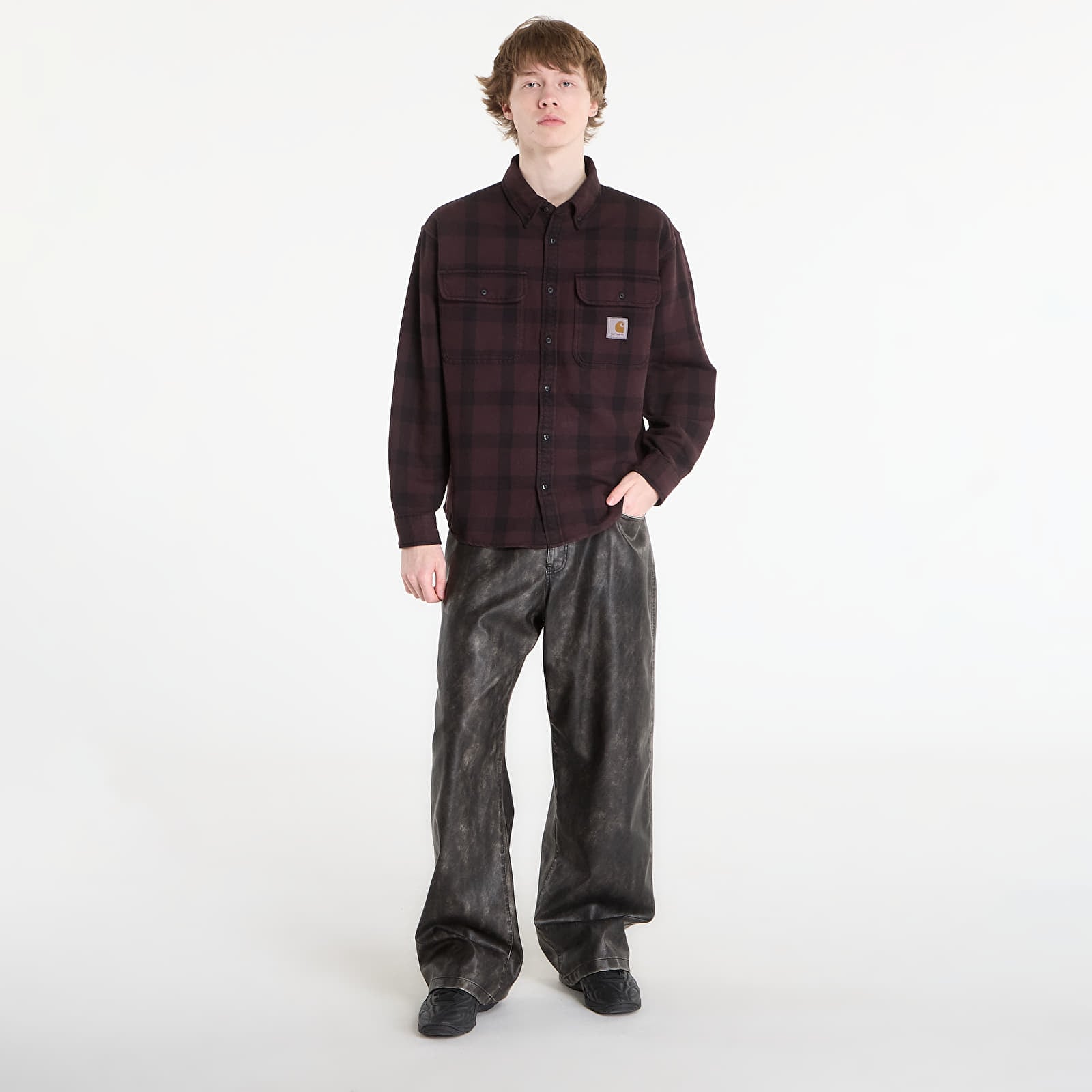 Skjorter Carhartt WIP L/S Edmands Shirt UNISEX Edmands Check/ Natural/ Palisander