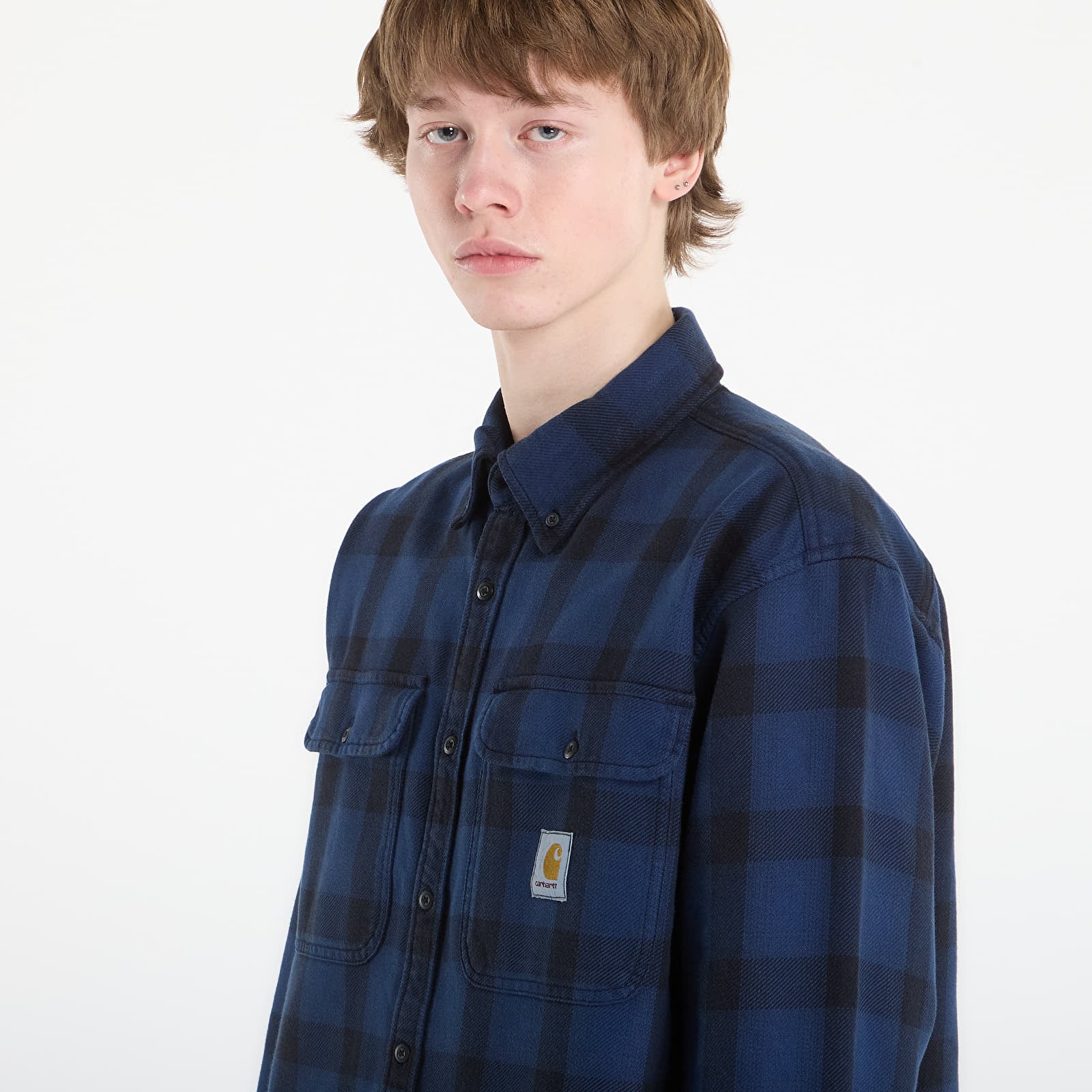 Skjorter Carhartt WIP L/S Edmands Shirt UNISEX Edmands Check/ Natural/ Jupiter