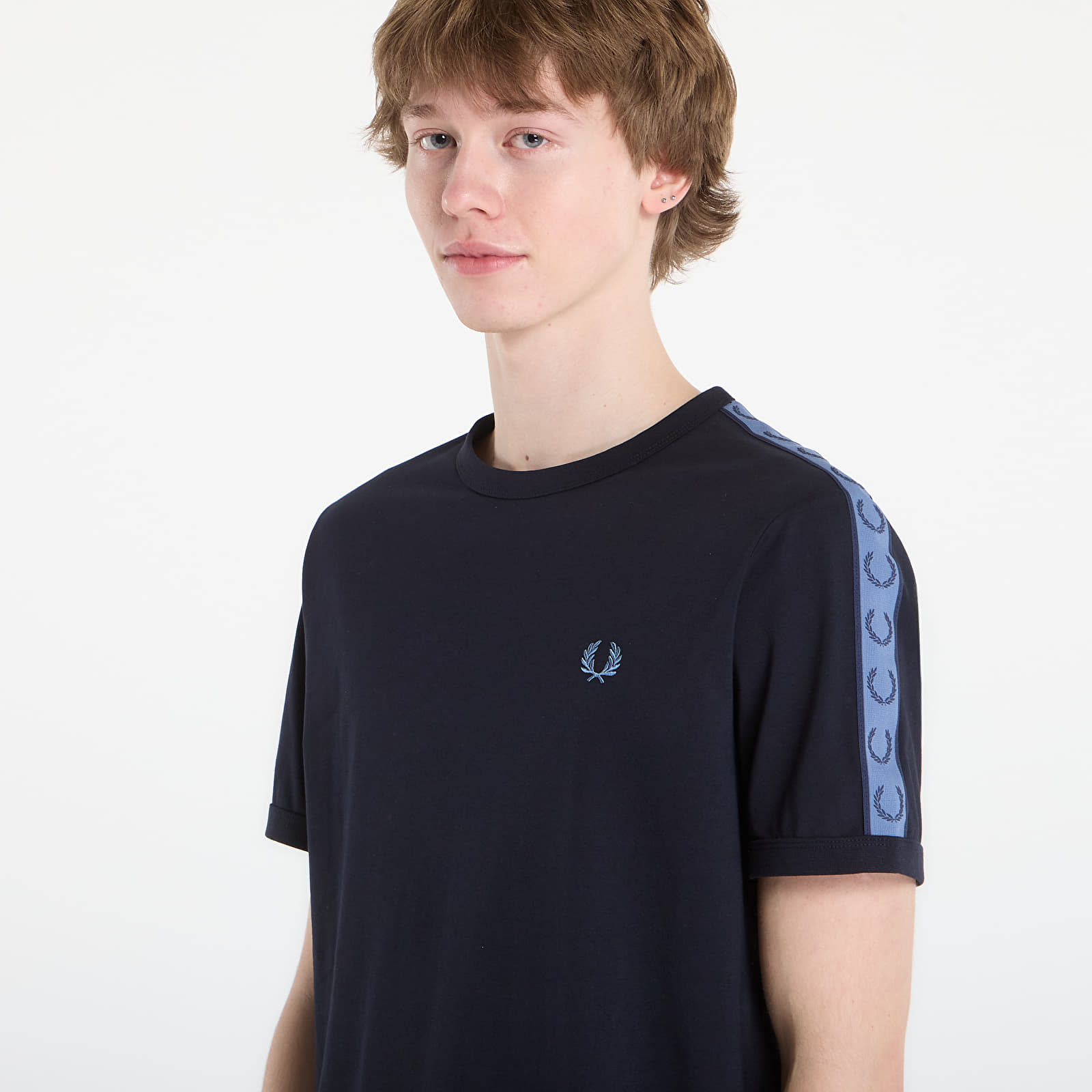 Camisetas FRED PERRY Contrast Tape Ringer T-Shirt Navy/ Ace Blue
