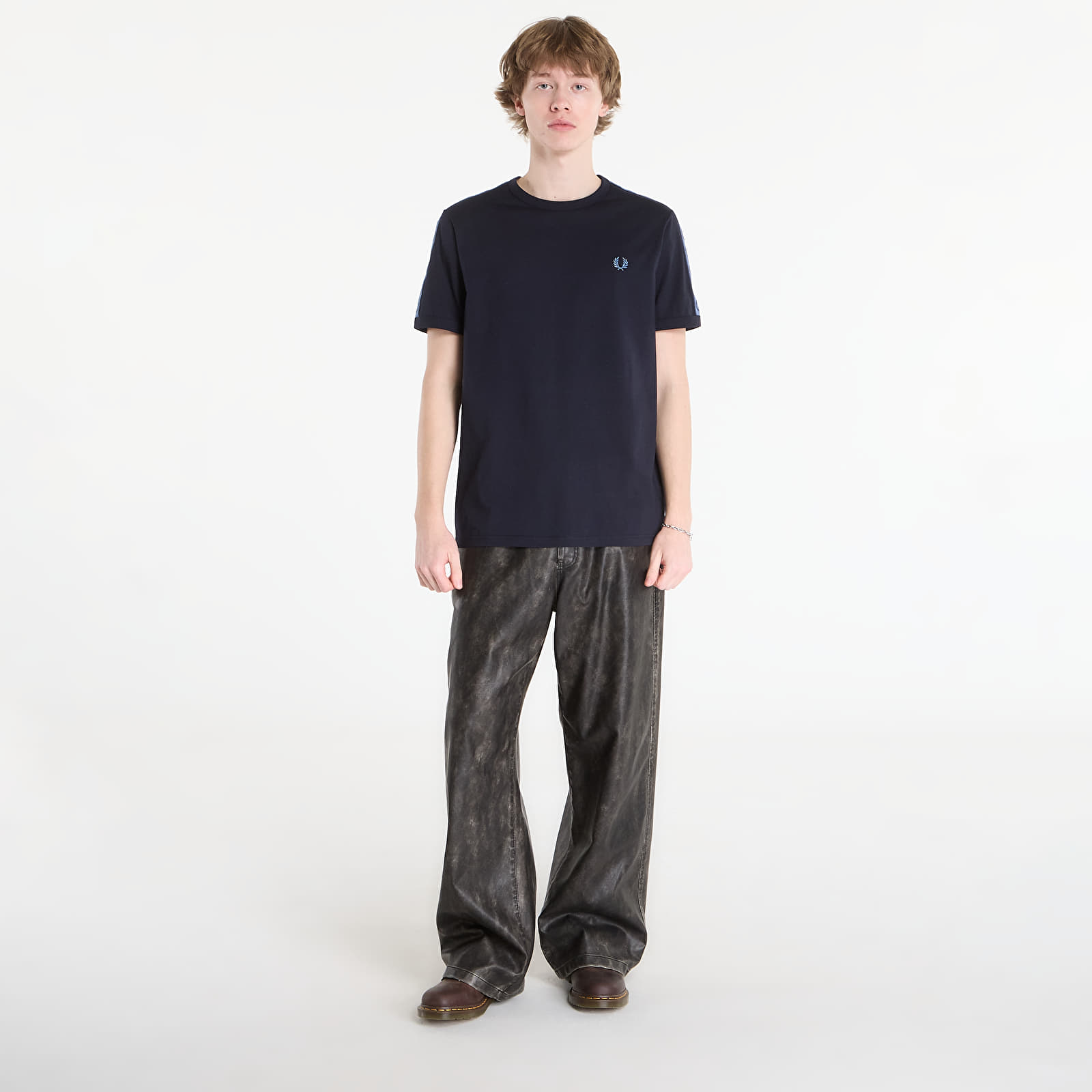 Camisetas FRED PERRY Contrast Tape Ringer T-Shirt Navy/ Ace Blue