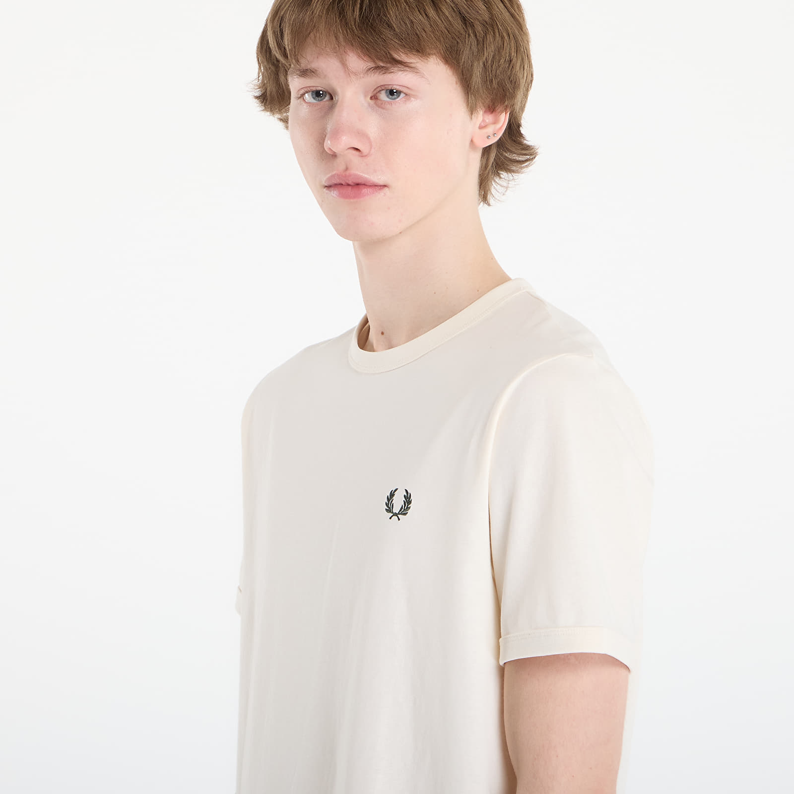   Μπλούζες FRED PERRY Ringer T-Shirt Ecru