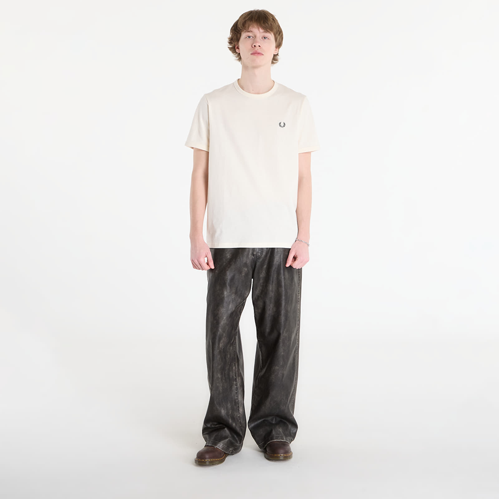   Μπλούζες FRED PERRY Ringer T-Shirt Ecru