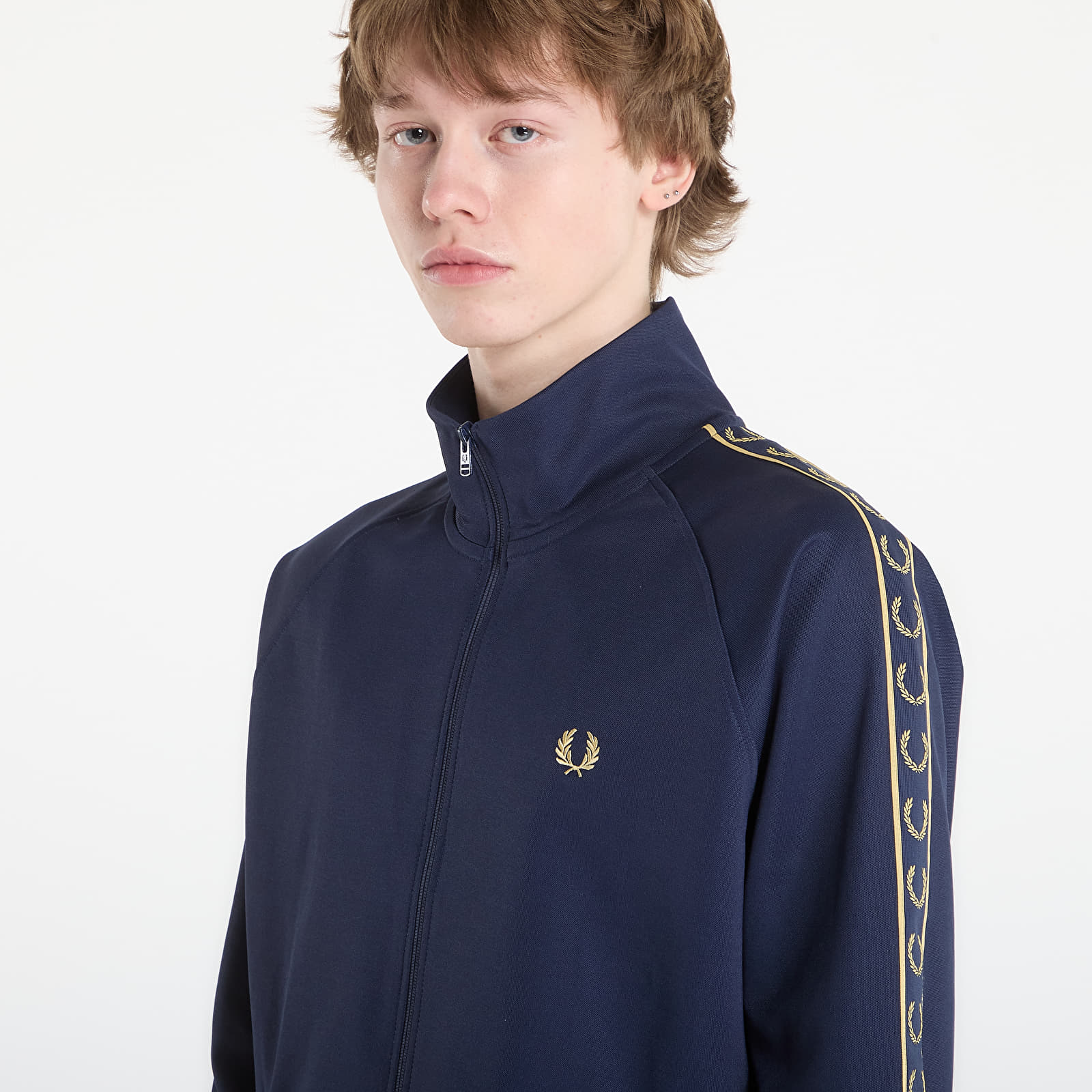 Hoodies and sweatshirts  FRED PERRY Contrast Tape Track Jacket Tennisb/ Champagn