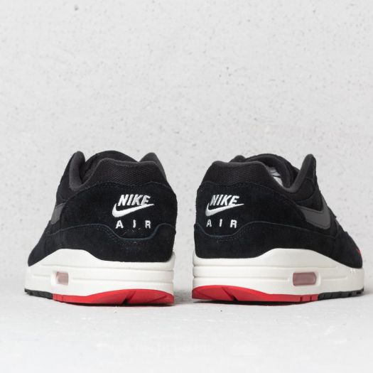 Nike air max 1 premium black university red on sale