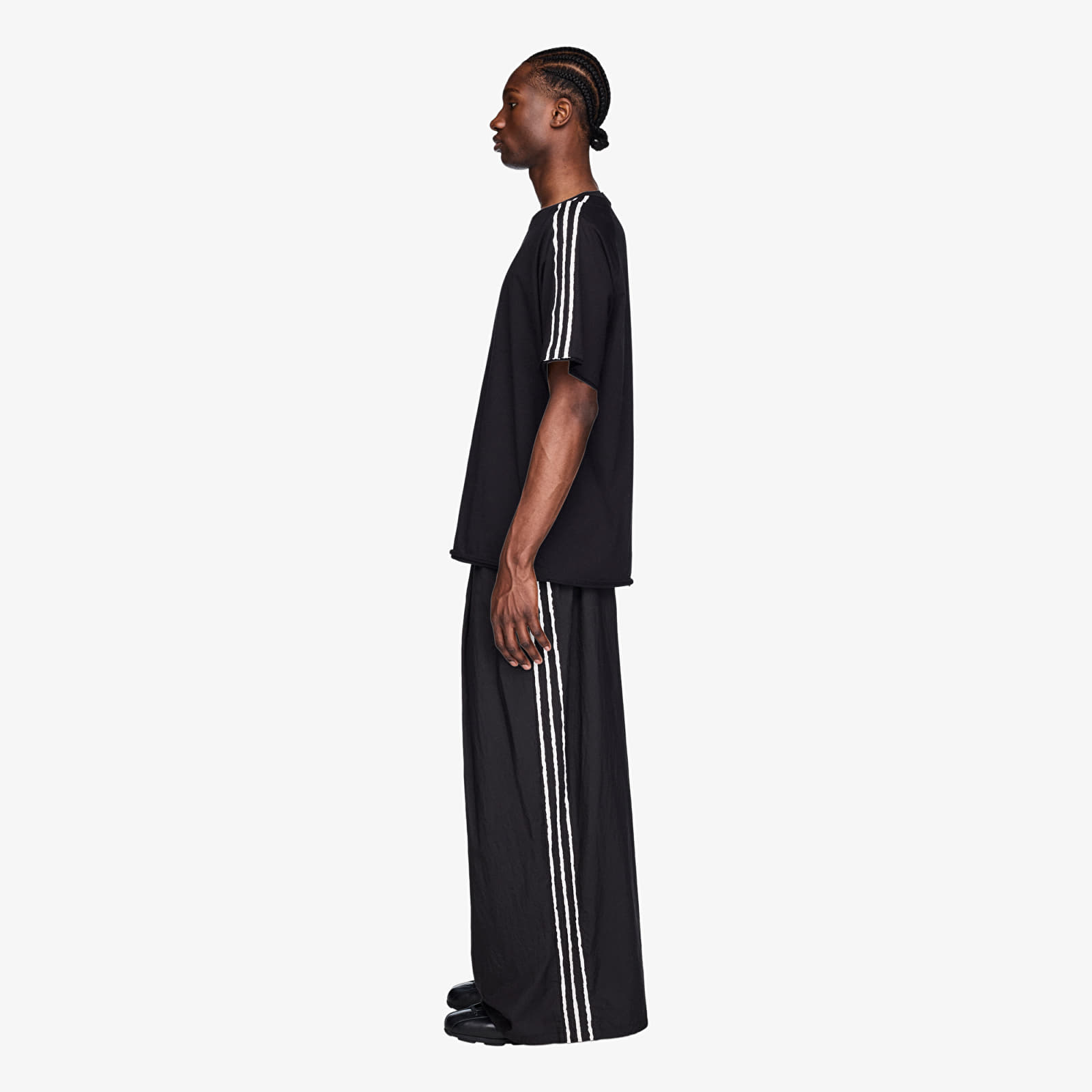 Trainingsbroeken Y-3 Raw Edge 3 Stripes Wide Tracksuit Bottoms Black