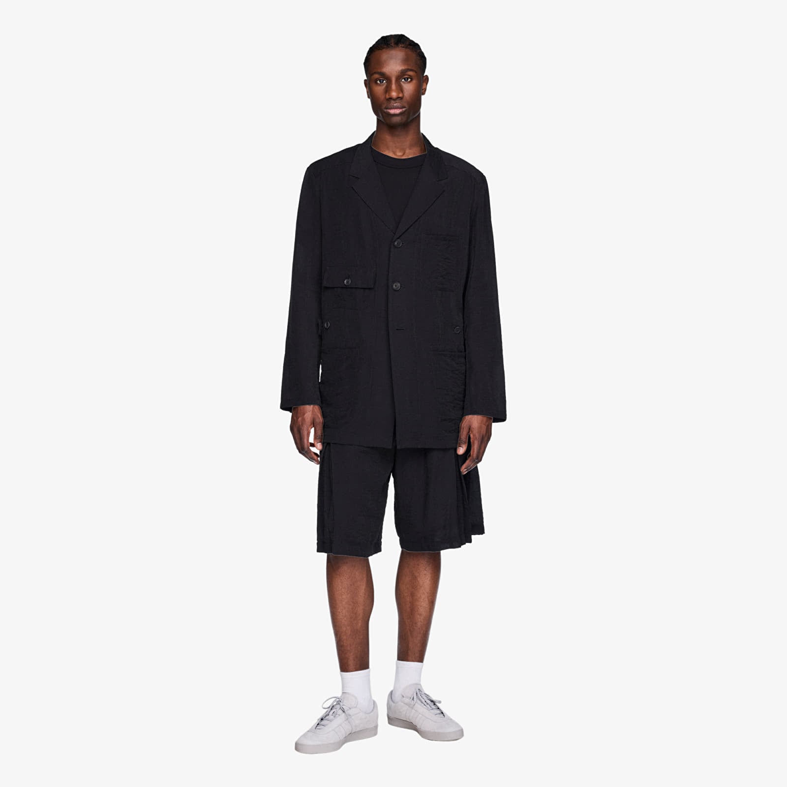 Overshirt Y-3 Crinkle Viscose Chore Coat Black/ Night Grey