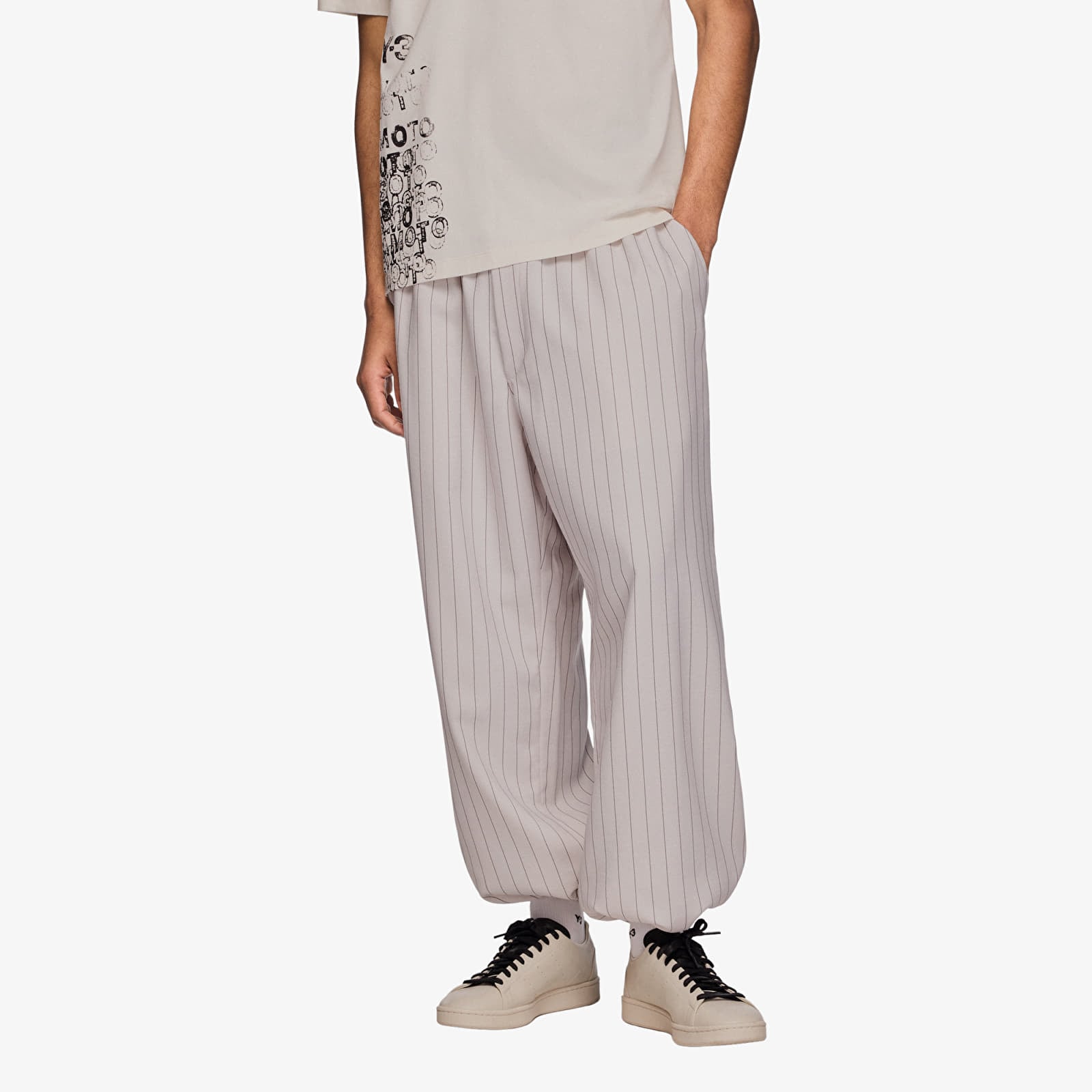 Spodnie Y-3 Sport Uniform Pinstripe Track Trousers Chalk Pearl